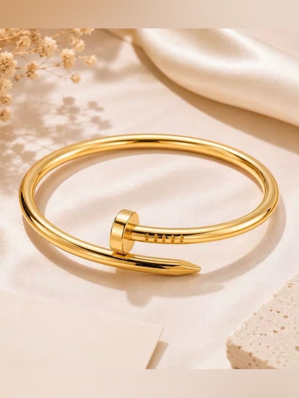 Gold Nail Screw Bangle Bracelet